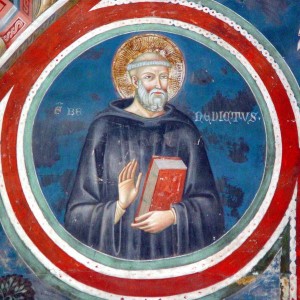 Saint Benoît de Nursie Cloître de Subiaco, Ombrie, Italie.