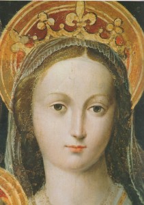 Vierge en trône (détail) 16e. F. Brea. Église St-Barthélemy-Nice